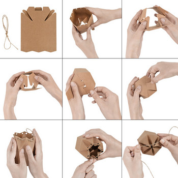 10 τεμ. Χάρτινο Kraft Κουτιά από χαρτόνι σε σχήμα εξάγωνο Κουτί μπισκότων με κουφέτα γάμου Valentine Small Goodie Πακέτο Μπομπονιέρες Προμήθειες πάρτι