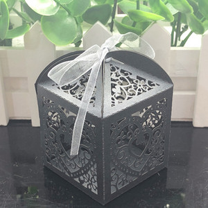 10/50/100 tk armastussüda laserlõigatud õõneskäru Sooduskingitused Kommikarp koos lindiga Baby Shower Sünnipäeva pulmapeotarbed