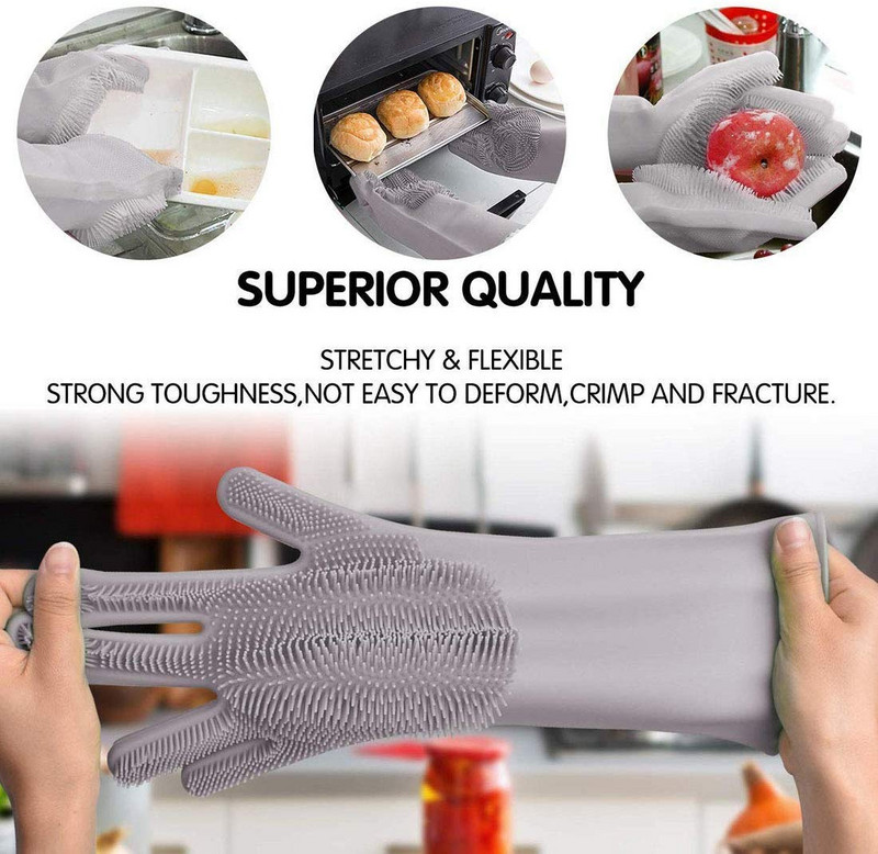 1 pora „Magic“ silikoninių indų plovimo pirštinių Šveitimo šveitimo mašinų valymo indas automobilių naminių gyvūnėlių plovimo „golve“ silicio daugkartinio naudojimo kempinės pirštinės