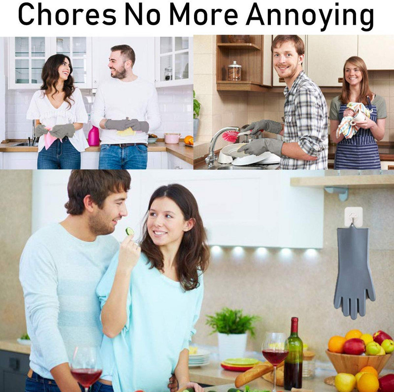 1 pora „Magic“ silikoninių indų plovimo pirštinių Šveitimo šveitimo mašinų valymo indas automobilių naminių gyvūnėlių plovimo „golve“ silicio daugkartinio naudojimo kempinės pirštinės