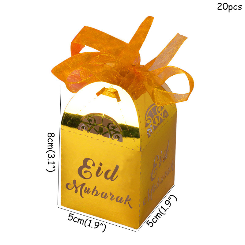 20 τεμ. Eid Mubarak Candy Box Ασημένιο χρυσό χάρτινο κουτιά δώρου Διακοσμήσεις για το Ραμαζάνι και το Eid Islam Muslim Muslim Happy Eid Party Προμήθειες