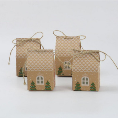 20/50 db nátronpapír cukorkadobozok boldog karácsonyt süti ajándékdoboz ház alakú csomagolódoboz parti kedvenc újévi dekoráció