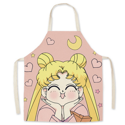 Multifilm Jaapani animetrükk Köök põll Restoran Peakokk Toiduvalmistamistarvikud Saastumisvastane Varrukateta Bib Delantal Tablier