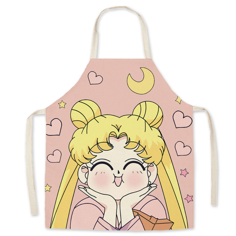 Multifilm Jaapani animetrükk Köök põll Restoran Peakokk Toiduvalmistamistarvikud Saastumisvastane Varrukateta Bib Delantal Tablier