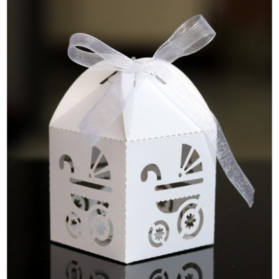 50 бр. Бебешка кола Кутия за бонбони Опаковка за подаръци Чанти Кутии с панделка Baby Shower Рожден ден Кръщене Парти Декорации Сувенири за гости