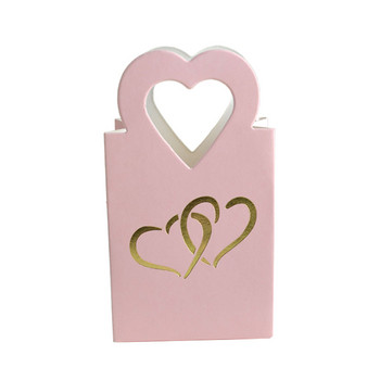 50Pcs Европейска кутия за бонбони Chocolate Love Heart Favor Кутии за подаръци Опаковка Ръчни чанти Baby Shower Wedding Birthday Party Decoration