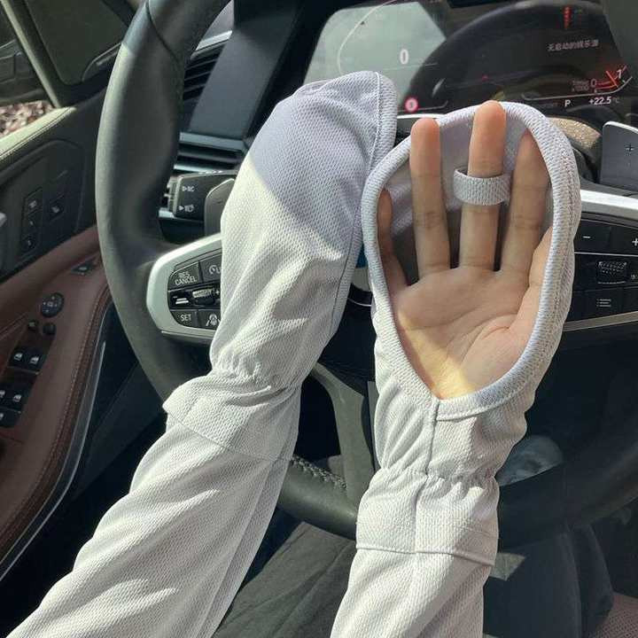 Ice Silk Sleeve Apsauginis kremas nuo saulės Rankogalių Pirštinės Anti-UV ledo rankovės Rankos Apsauginės nuo saulės Rankovės Vasaros Laisvos Kietos Vairavimo Dviračiai Moterys Vyrai