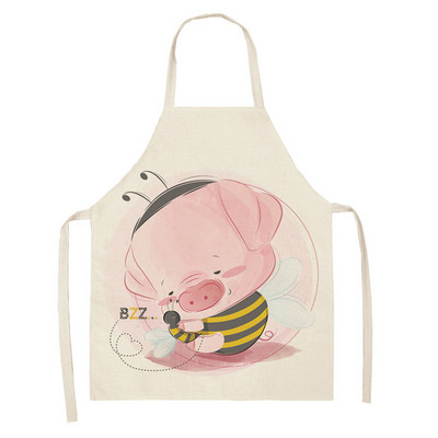 1 tk armsad multifilmi jänese trükitud köögipõlled naistele lastele varrukateta puuvillasest linasest toiduvalmistamise puhastusvahendid