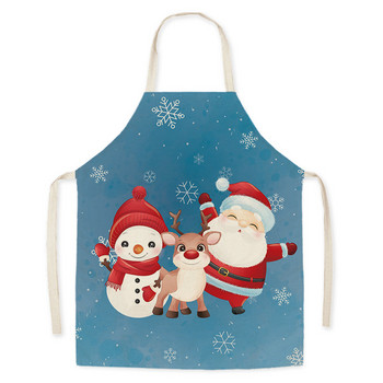 Χαριτωμένα κινούμενα σχέδια Χριστουγεννιάτικο χιονάνθρωπο μοτίβο Άγιου Βασίλη Αδιάβροχη λινά αμάνικη ποδιά Σπίτι Καθαρισμός Κουζίνας Μαγειρική Tablier Mandil