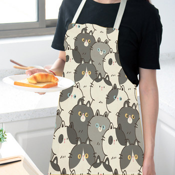1 τεμ Cat Graphic printed ποδιά κουζίνας λινό αμάνικο αντιρρυπαντικό παιδικό σαλιάρα σεφ μαγειρικής ποδιά ψησίματος Εργαλεία καθαρισμού σπιτιού