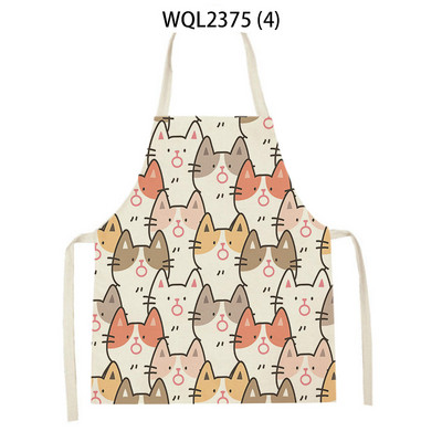 1 tk Kassi graafikaga trükitud kodu köögipõll Linane varrukateta saastumisvastane lastele pudipõll kokk toiduvalmistamine küpsetuspõll kodupuhastusvahendid