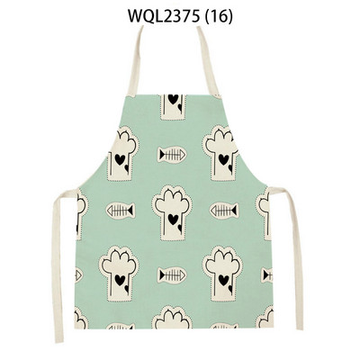 1 tk Kassi graafikaga trükitud kodu köögipõll Linane varrukateta saastumisvastane lastele pudipõll kokk toiduvalmistamine küpsetuspõll kodupuhastusvahendid