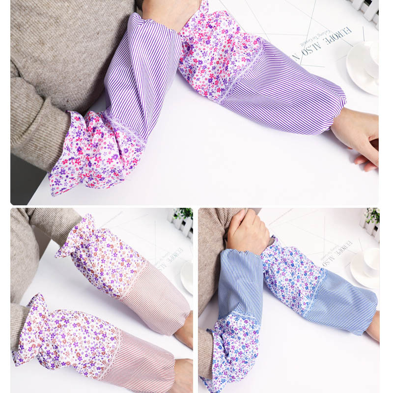 Juhusliku värvi triibulised lillelised varrukad Köögitarbed majapidamistöödeks Käte varrukas 1 paar saastumisvastast õlikindel polüester