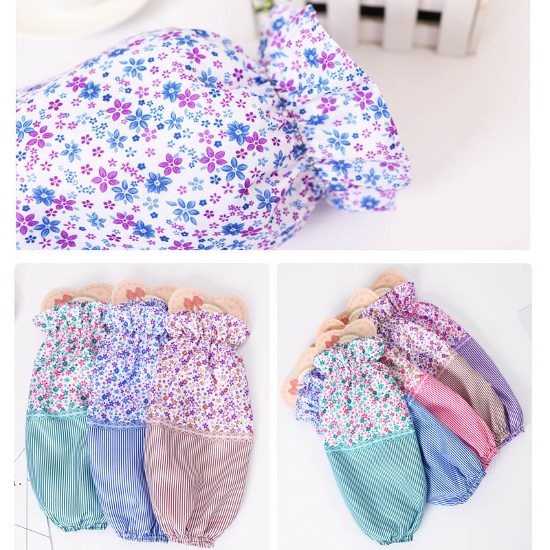 Juhusliku värvi triibulised lillelised varrukad Köögitarbed majapidamistöödeks Käte varrukas 1 paar saastumisvastast õlikindel polüester