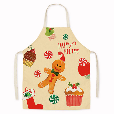 Häid jõule mustriga linane käterätik Varrukateta vööpõll Täiskasvanute Laste Kodu Festivali Sisustus Köök Toiduvalmistamise Tablier