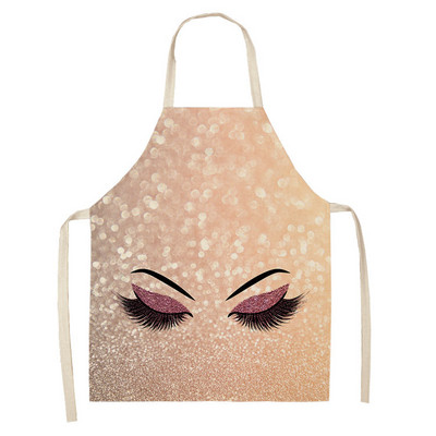 1 τεμ. Ποδιά καθαρισμού τέχνης με στάμπα βλεφαρίδων Αμάνικη Ποδιά κουζίνας σπιτιού Μαγειρική Ποδιά Cook Wear Βαμβακερό λινό Σαλιάρες για ενήλικες 53*65cm WQL0219