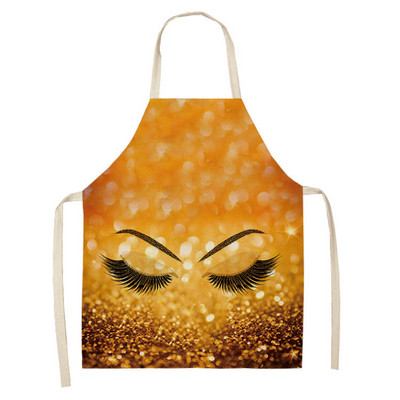 1 τεμ. Ποδιά καθαρισμού τέχνης με στάμπα βλεφαρίδων Αμάνικη Ποδιά κουζίνας σπιτιού Μαγειρική Ποδιά Cook Wear Βαμβακερό λινό Σαλιάρες για ενήλικες 53*65cm WQL0219