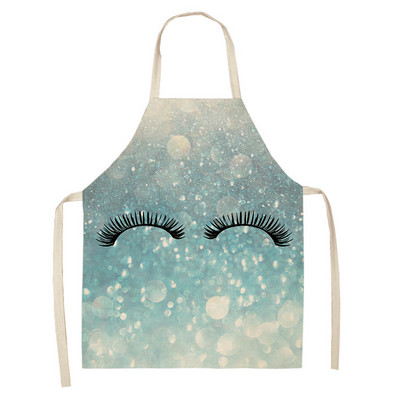 1 τεμ. Ποδιά καθαρισμού τέχνης με στάμπα βλεφαρίδων Αμάνικη Ποδιά κουζίνας σπιτιού Μαγειρική Ποδιά Cook Wear Βαμβακερό λινό Σαλιάρες για ενήλικες 53*65cm WQL0219