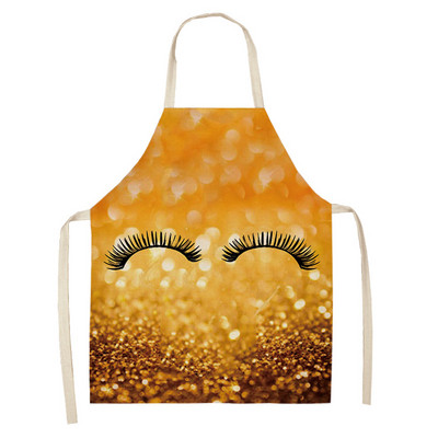 1 τεμ. Ποδιά καθαρισμού τέχνης με στάμπα βλεφαρίδων Αμάνικη Ποδιά κουζίνας σπιτιού Μαγειρική Ποδιά Cook Wear Βαμβακερό λινό Σαλιάρες για ενήλικες 53*65cm WQL0219