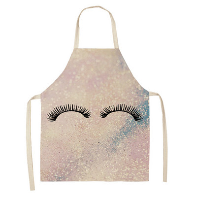 1 τεμ. Ποδιά καθαρισμού τέχνης με στάμπα βλεφαρίδων Αμάνικη Ποδιά κουζίνας σπιτιού Μαγειρική Ποδιά Cook Wear Βαμβακερό λινό Σαλιάρες για ενήλικες 53*65cm WQL0219