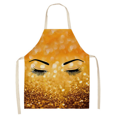 1 τεμ. Ποδιά καθαρισμού τέχνης με στάμπα βλεφαρίδων Αμάνικη Ποδιά κουζίνας σπιτιού Μαγειρική Ποδιά Cook Wear Βαμβακερό λινό Σαλιάρες για ενήλικες 53*65cm WQL0219