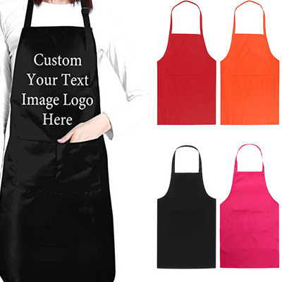 Προσαρμοσμένη ποδιά Unisex Ποδιά εργασίας κουζίνας σερβιτόρος μαγειρικής Ποδιές ψησίματος εστιατορίου με τσέπες εκτύπωση λογότυπου καθαρού χρώματος ποδιά εργασίας