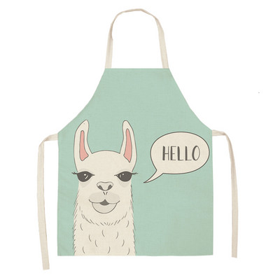 Alpaca llama Cactus Printed Βαμβακερές λινές Αμάνικοι Ποδιές Κουζίνας Γυναικείες Pinafore Home Cooking Baking Waist Bib 53*65cm 46263