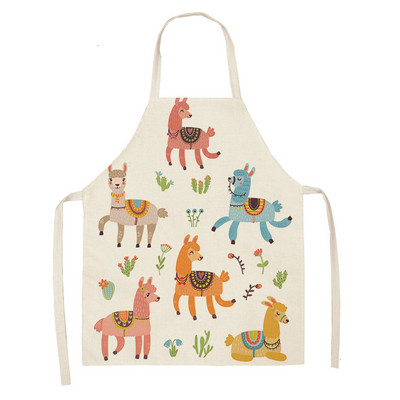 Alpaca llama Cactus Printed Βαμβακερές λινές Αμάνικοι Ποδιές Κουζίνας Γυναικείες Pinafore Home Cooking Baking Waist Bib 53*65cm 46263