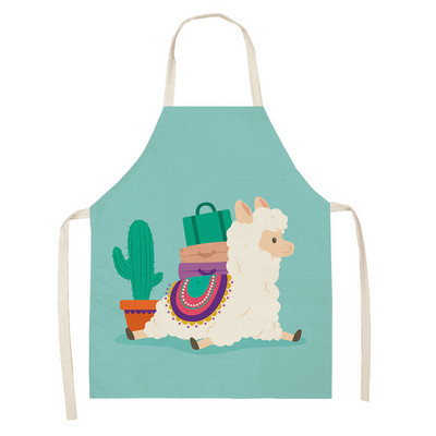 Alpaca llama Cactus Printed Βαμβακερές λινές Αμάνικοι Ποδιές Κουζίνας Γυναικείες Pinafore Home Cooking Baking Waist Bib 53*65cm 46263