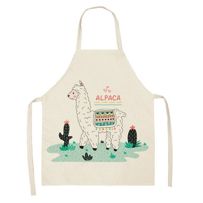 Alpaca llama Cactus Printed Βαμβακερές λινές Αμάνικοι Ποδιές Κουζίνας Γυναικείες Pinafore Home Cooking Baking Waist Bib 53*65cm 46263
