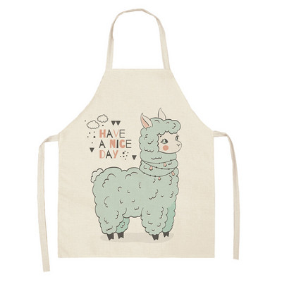 Alpaca llama Cactus Printed Βαμβακερές λινές Αμάνικοι Ποδιές Κουζίνας Γυναικείες Pinafore Home Cooking Baking Waist Bib 53*65cm 46263