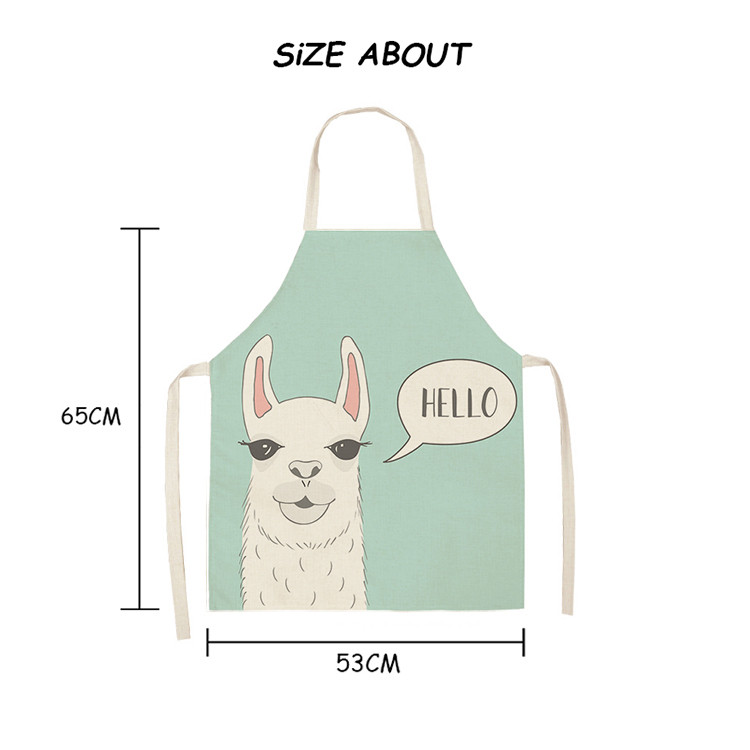 Alpaca llama Cactus Printed Βαμβακερές λινές Αμάνικοι Ποδιές Κουζίνας Γυναικείες Pinafore Home Cooking Baking Waist Bib 53*65cm 46263