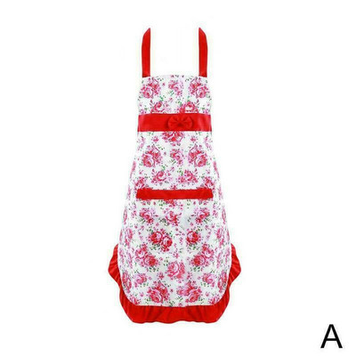 Moteris, gėlių raštas, prijuostė suaugusiems Seilinukai namuose Maisto gaminimas Kepimas Kavinė Valymas Rankovės Prijuostės Virtuvės aksesuarai