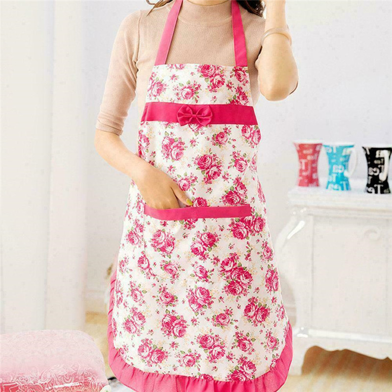 Moteris, gėlių raštas, prijuostė suaugusiems Seilinukai namuose Maisto gaminimas Kepimas Kavinė Valymas Rankovės Prijuostės Virtuvės aksesuarai