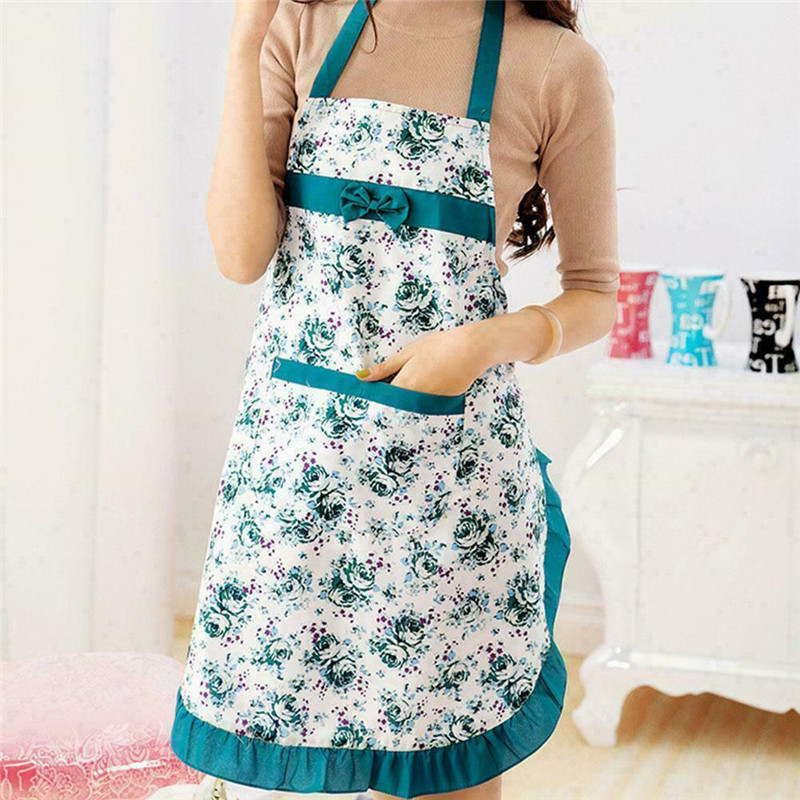 Moteris, gėlių raštas, prijuostė suaugusiems Seilinukai namuose Maisto gaminimas Kepimas Kavinė Valymas Rankovės Prijuostės Virtuvės aksesuarai
