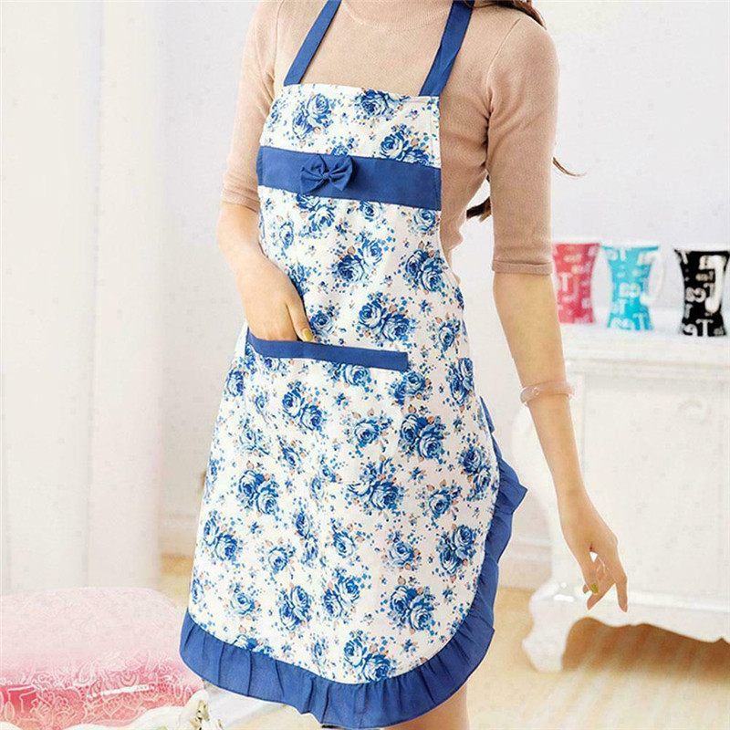Moteris, gėlių raštas, prijuostė suaugusiems Seilinukai namuose Maisto gaminimas Kepimas Kavinė Valymas Rankovės Prijuostės Virtuvės aksesuarai