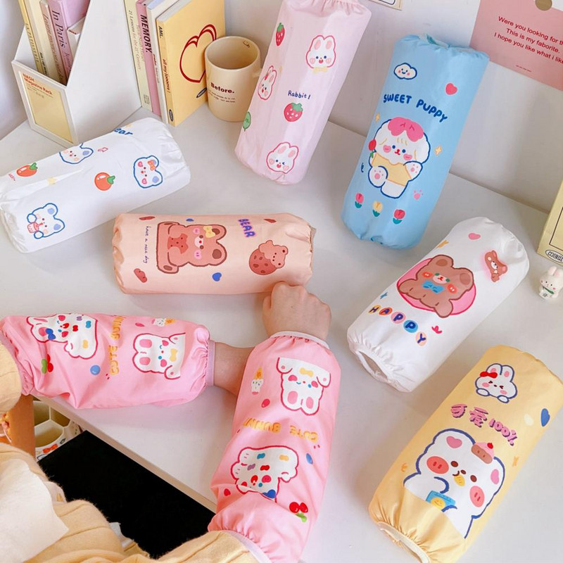 Mâneci de desene animate 1 pereche de mâneci utile rezistente la uzură, fără decolorare, anti-praf, pentru curățarea prafului, protector de braț pentru gospodărie