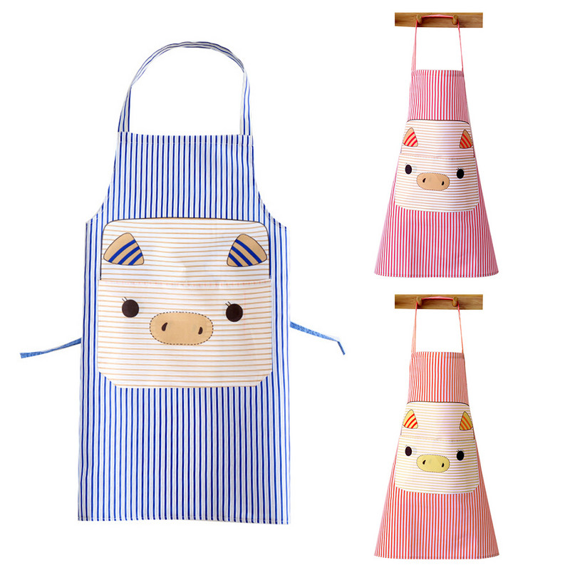 Lovely Pig Polyester Αμάνικο τσέπες Ποδιά κουζίνας για το μαγείρεμα κατά του πιτσιλίσματος Ποδιά μπάρμπεκιου για μαγείρεμα Ποδιά ψησίματος εστιατορίου