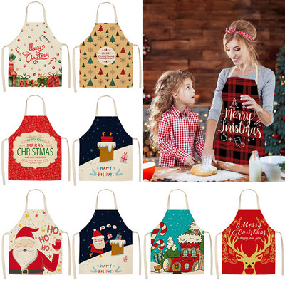 26 Colors Christmas Aprons for Women Kitchen Mother Kids Aprons Kitchen Cotton Linen Cooking Oil-proof Apron Cooking Accessories