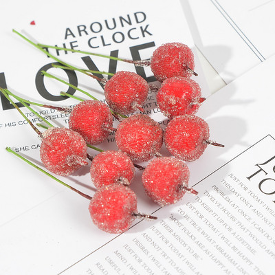 10gab 2cm Mini ābols Viltus augļu stikls Ogas Mākslīgais granātābols sarkanais ķirsis Pušķis Ziemassvētki ābols Dekoratīvs