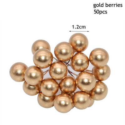 50gab Mini viltotie augļi mākslīgie ziedi putekšņlapas sarkanas baltas ogas ķiršu viltus zieds kāzu Ziemassvētku dekorēšanai