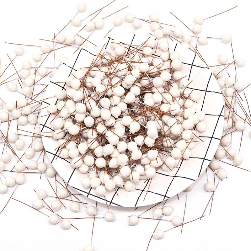 50gab Mini viltotie augļi mākslīgie ziedi putekšņlapas sarkanas baltas ogas ķiršu viltus zieds kāzu Ziemassvētku dekorēšanai