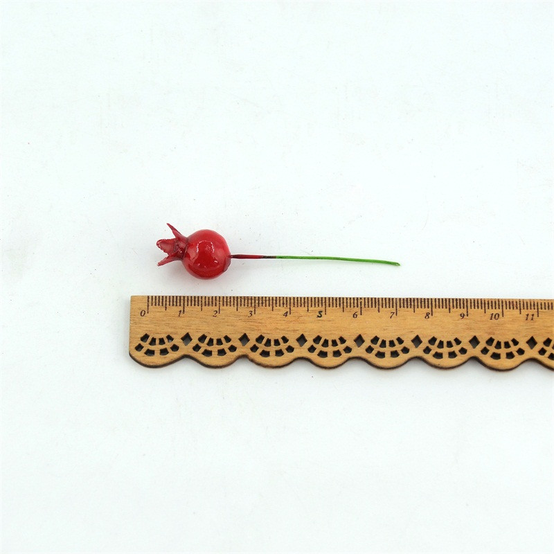 20gab. Mazs ar kātu simulācijas granātābolu augļi ogas mākslīgais zieds sarkans Ziemassvētku ķiršu stienis kāzu dekors