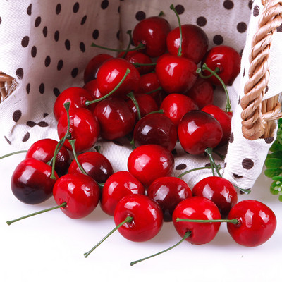 30Pcs Fake Cherry Artificial Fruit Model Simulation Cherry Ornament Craft Food Photography props Party Decor Home Decoration