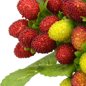 1 μπουκέτο/9 κεφαλές τεχνητός αφρός φρούτων Φράουλα ψεύτικη προσομοίωση Γυάλινο φρούτο κόκκινο κεράσι για διακόσμηση γάμου στο σπίτι