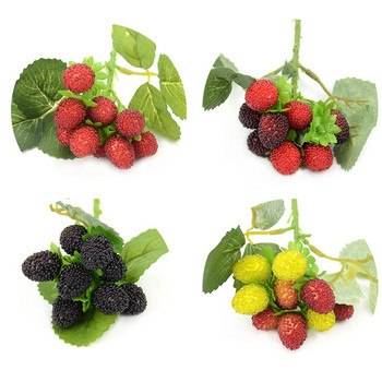 1 μπουκέτο/9 κεφαλές τεχνητός αφρός φρούτων Φράουλα ψεύτικη προσομοίωση Γυάλινο φρούτο κόκκινο κεράσι για διακόσμηση γάμου στο σπίτι