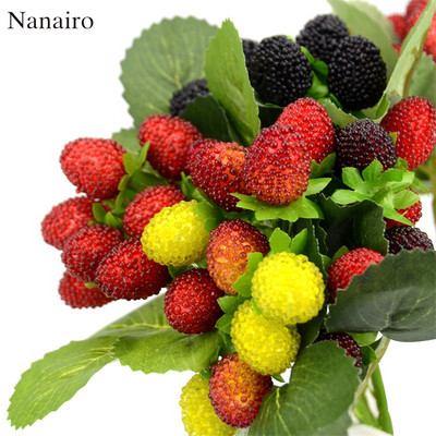 1Bouquet/9 Heads Artificial Fruit Foam Strawberry Fake Simulation Glass Fruit Red Cherry For Home Wedding Party Decoration