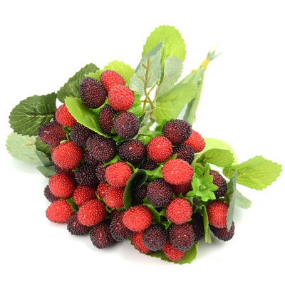 1 puokštė / 9 galvutės Dirbtinių vaisių putos Braškių netikras modeliavimas Stiklinis vaisius raudonas vyšnias skirtas namų vestuvių vakarėliui papuošti