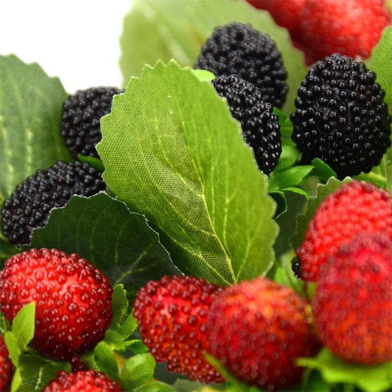 1 puokštė / 9 galvutės Dirbtinių vaisių putos Braškių netikras modeliavimas Stiklinis vaisius raudonas vyšnias skirtas namų vestuvių vakarėliui papuošti