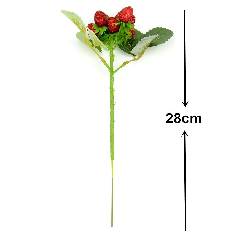 1 puokštė / 9 galvutės Dirbtinių vaisių putos Braškių netikras modeliavimas Stiklinis vaisius raudonas vyšnias skirtas namų vestuvių vakarėliui papuošti